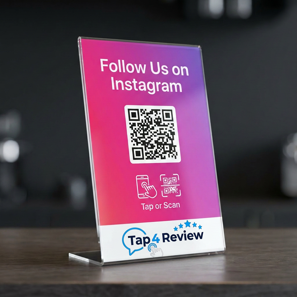 Tap4Review Instagram tap stand in a gradient finish
