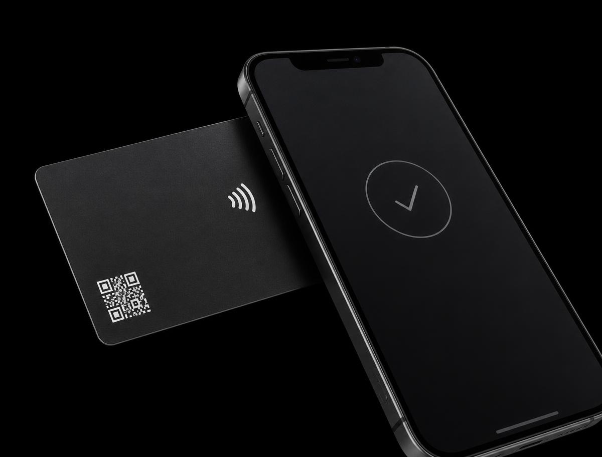 Tap4Review NFC review card being tapped against a smartphone
